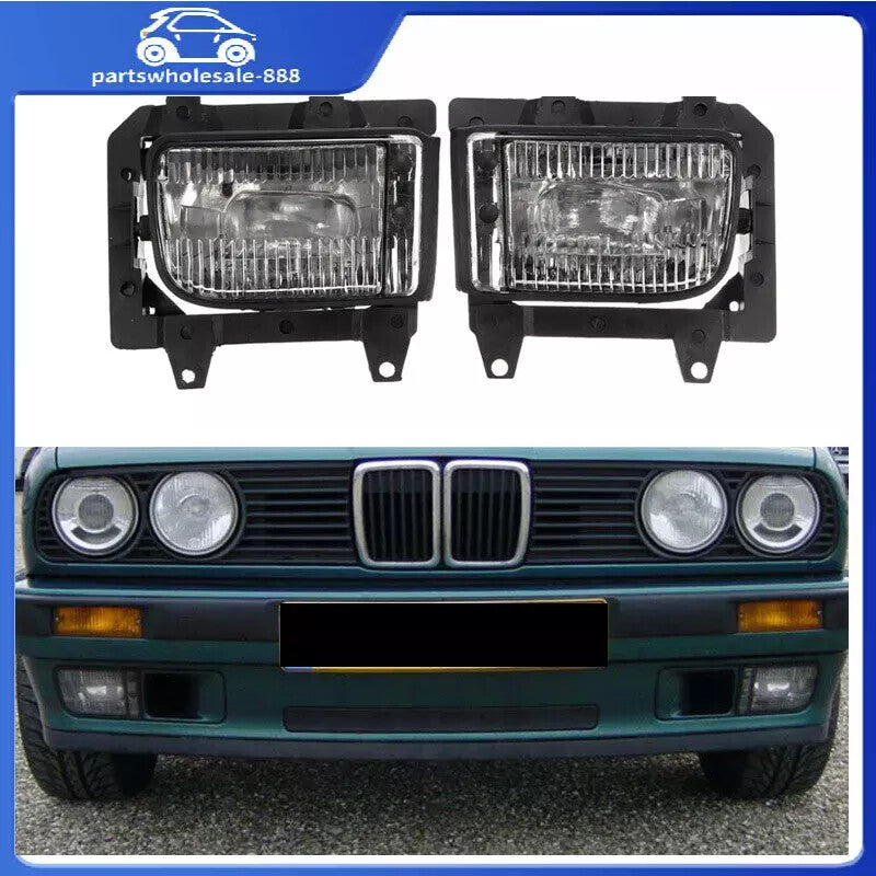 Applicable to for BMW E30 318i 318is 325i 1985 - 1993 1 pair of front bumper transparent fog lights