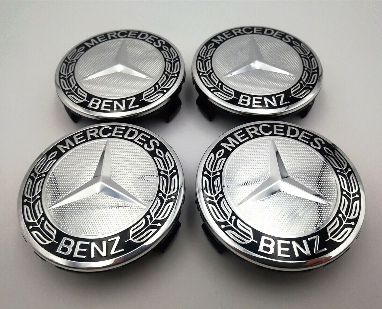 Set of 4 75MM Wheel Center Caps Hubcaps for AMG Black Wreath