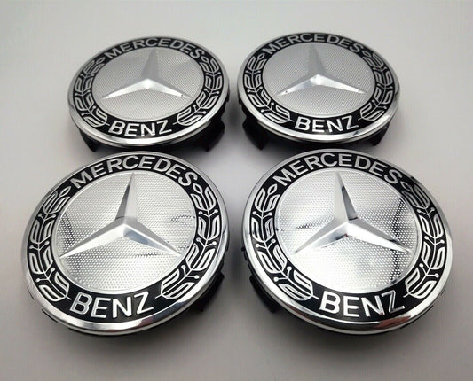 Set of 4 75MM Wheel Center Caps Hubcaps for AMG Black Wreath
