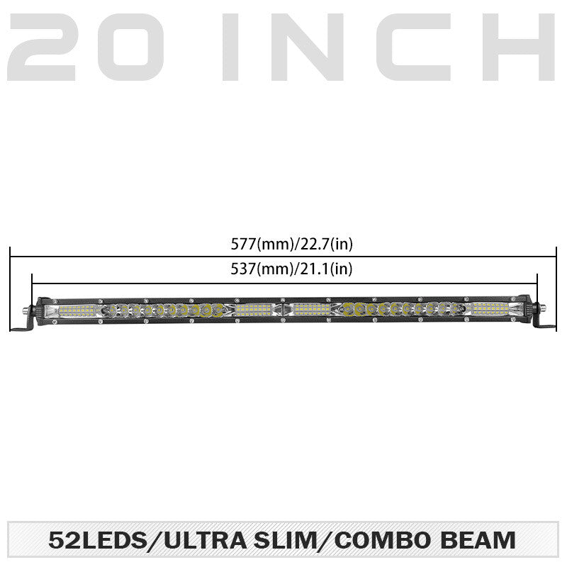 20inch 156W Led Light Bar Single Row Spot Flood Combo Work 4WD Truck SUV ATV