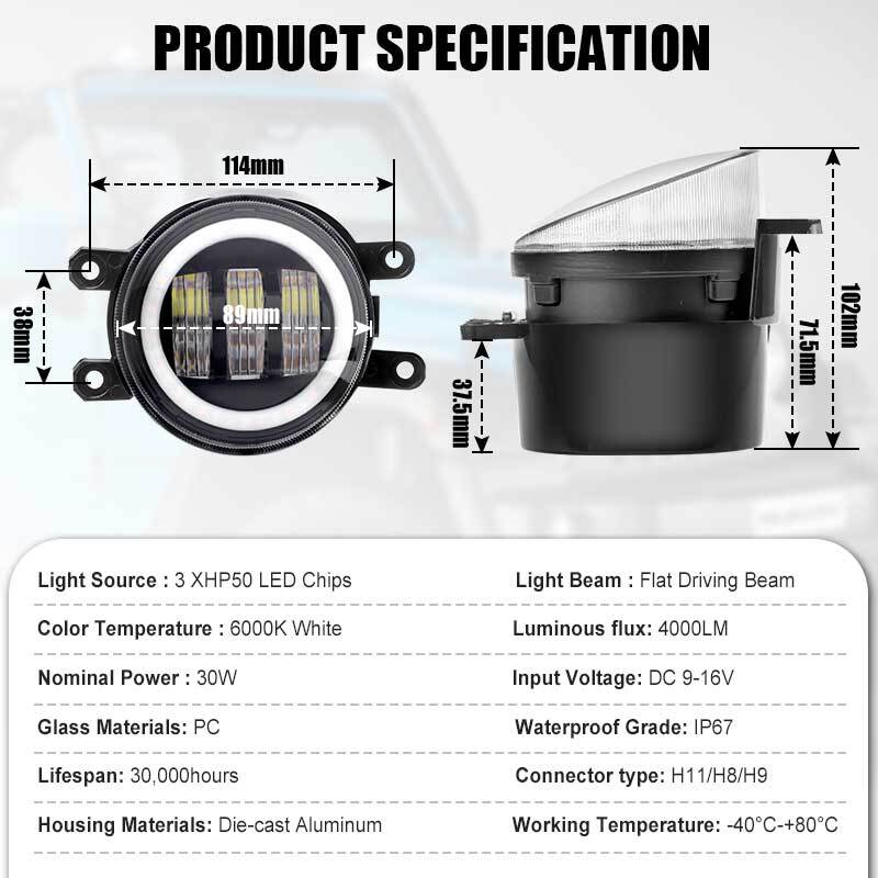 3.5inch LED Front Bumper Fog Light Lamp DRL for Toyota for Corolla Tacoma RAV4 for Lexus