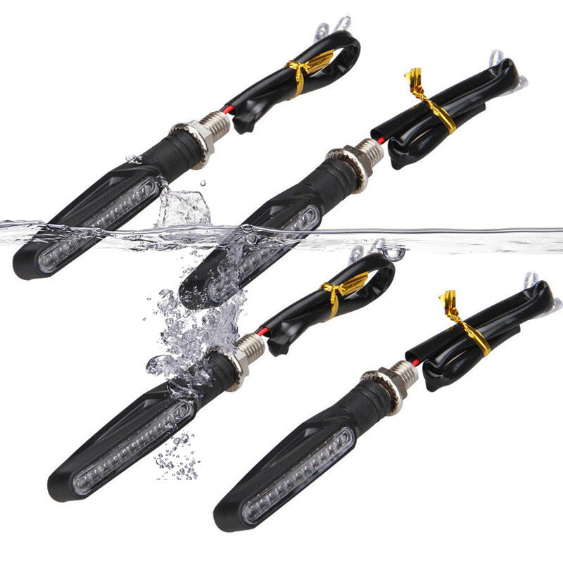 4Pcs Motorcycle Turn Signal Light 12V Led Moto Flowing Water Blinker Bendable