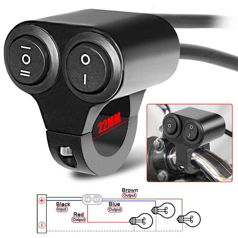 7/8 Motorcycle Handlebar Dual Button Switch On Off Fog Spot Light Headlight 12V