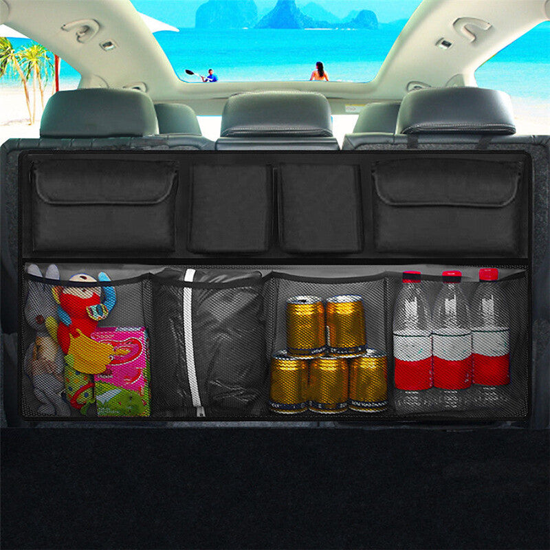 Universal Car Organizer Trunk Rear Back for Seat Storage Bag Mesh Net Pocket Black