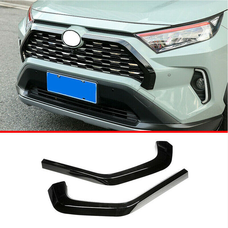 Black front center mesh grille grille cover trim for Toyota RAV4 2019 - 2024