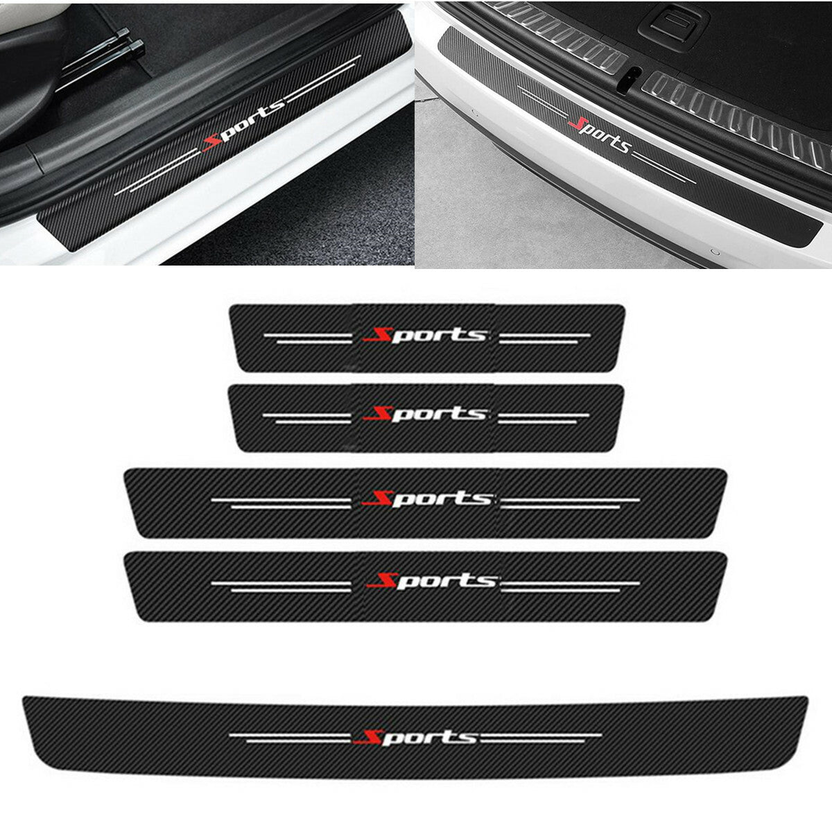 5x Car Trunk Door Plate Sill Scuff Cover Guard Anti Scratch Sticker Accessories