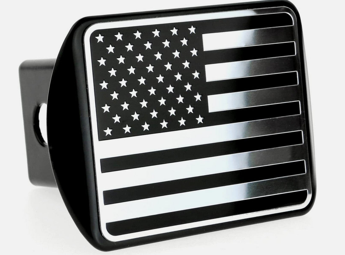 Car hook-on protective cover plug cap tow receiver 1.25 inch American flag chrome black for Chevrolet