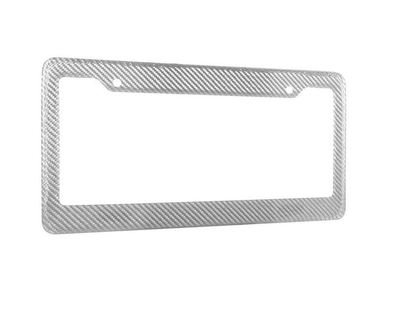 True silver carbon fiber rear cover for car license plate frame cover suitable for Subaru