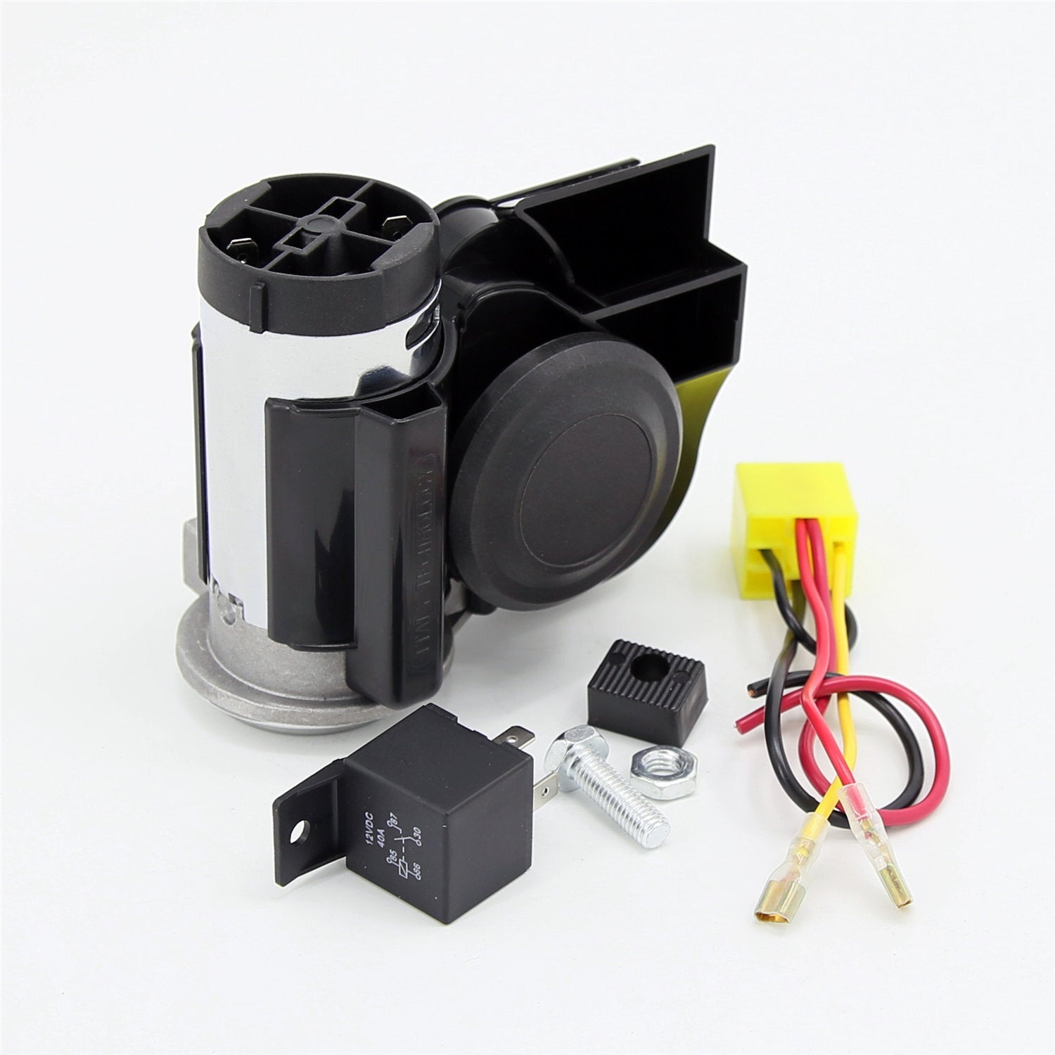 12V/24V 300DB Black Loud Electric Air Horn Kit Fits for Car Trucks Motorcycles