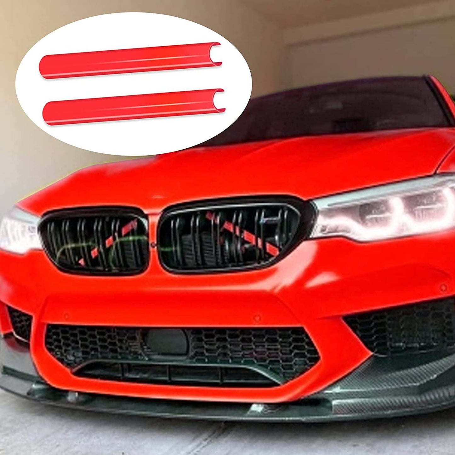 2x Red for 2020-2023 for BMW 3 Series G20 Car Front V Brace Grille Trim Strips Cover