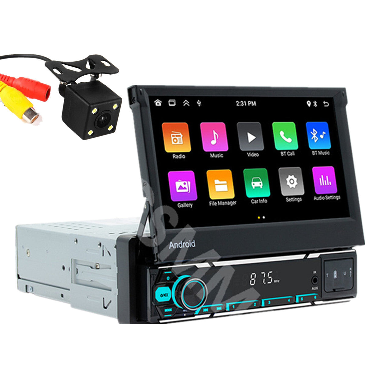 Single Din Car Stereo Radio 7in GPS BT For Apple Carplay Android Auto W/Camera