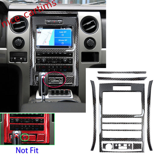 for Ford F150 2009-14 Carbon Fiber Center Console Panel Navigation CD Panel Trim