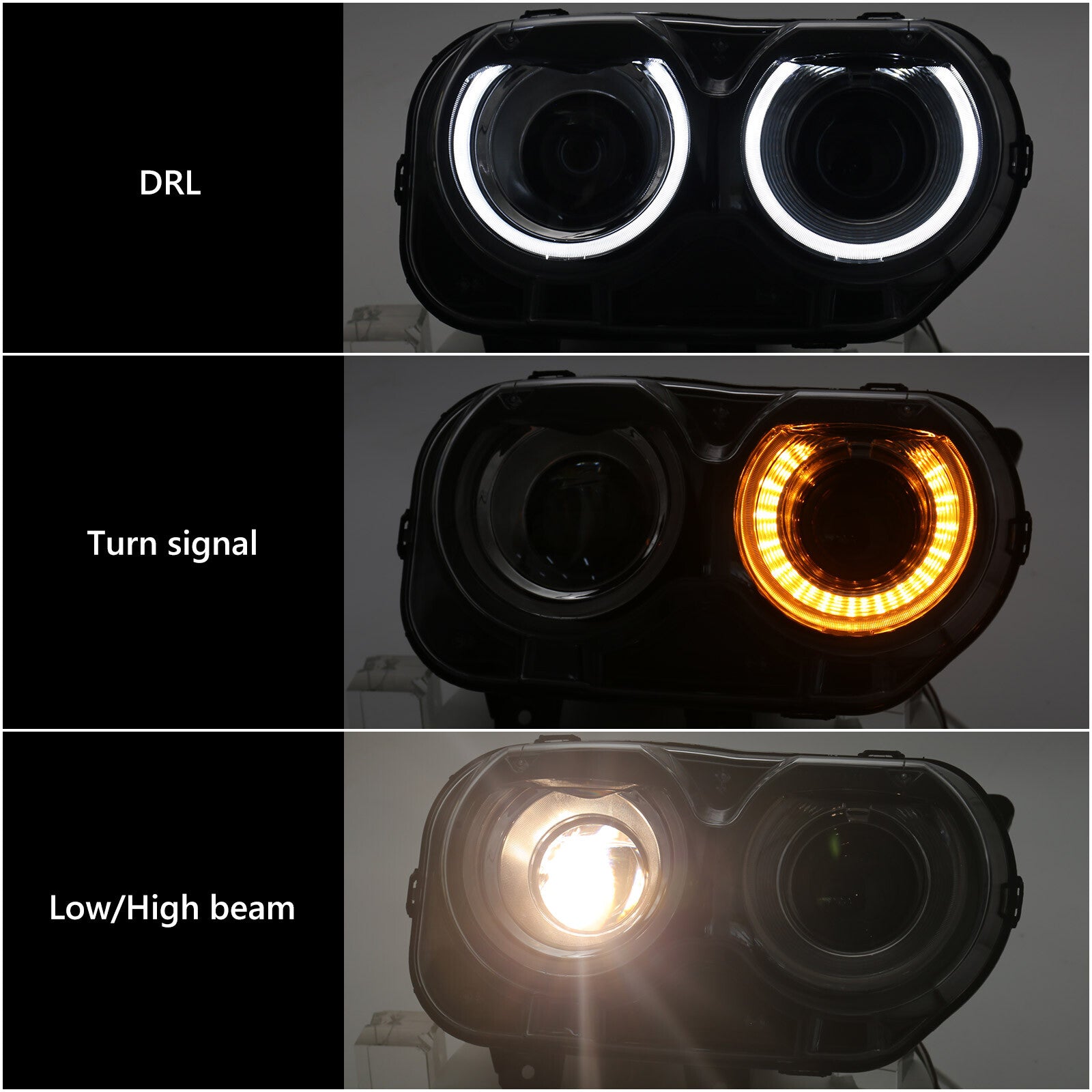 2015 - 2023 for Dodge for Challenger Halogen LED DRL Projector