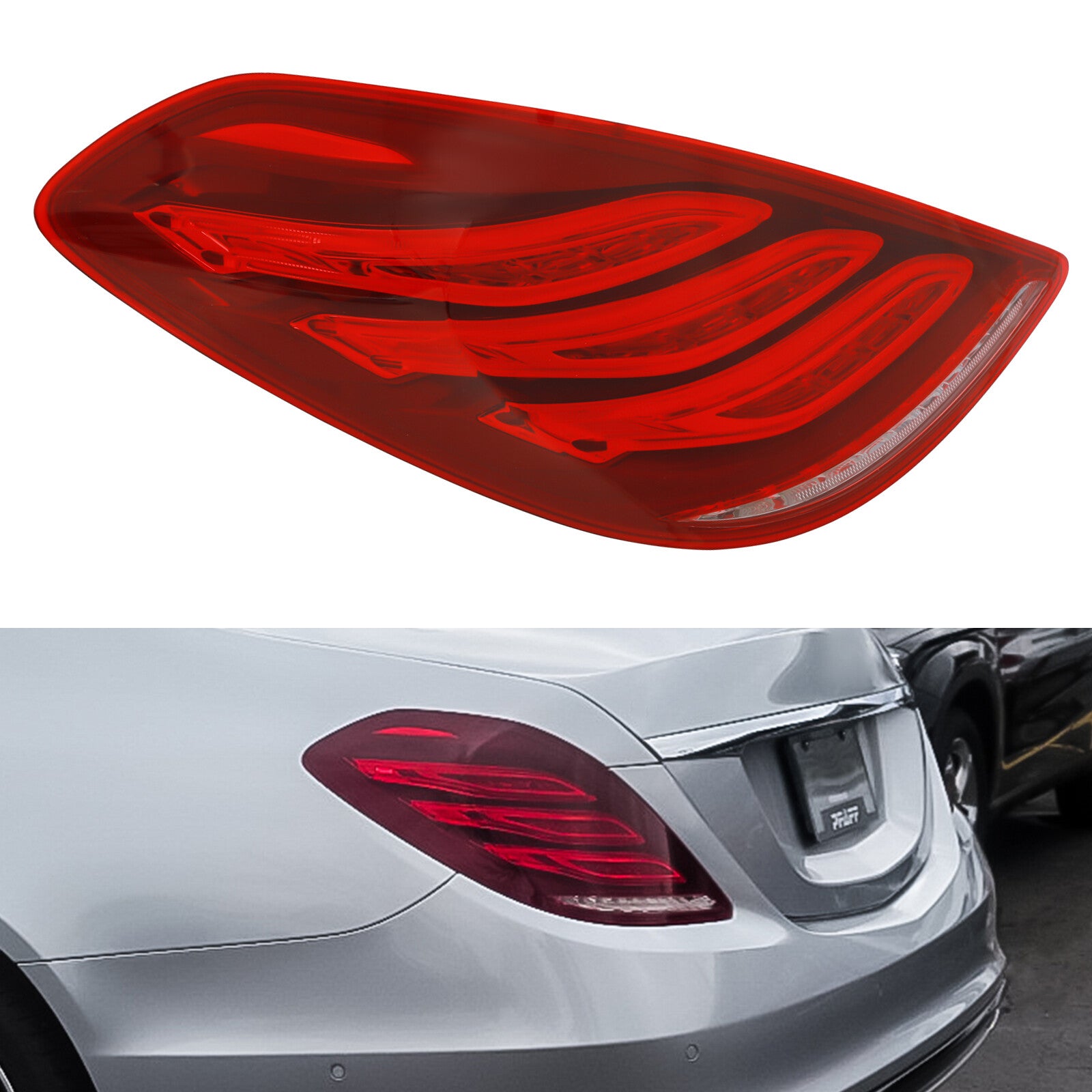 LED taillights are available on the driver's left side of 2014-2017 for Mercedes-Benz S550, S600, and S550e.