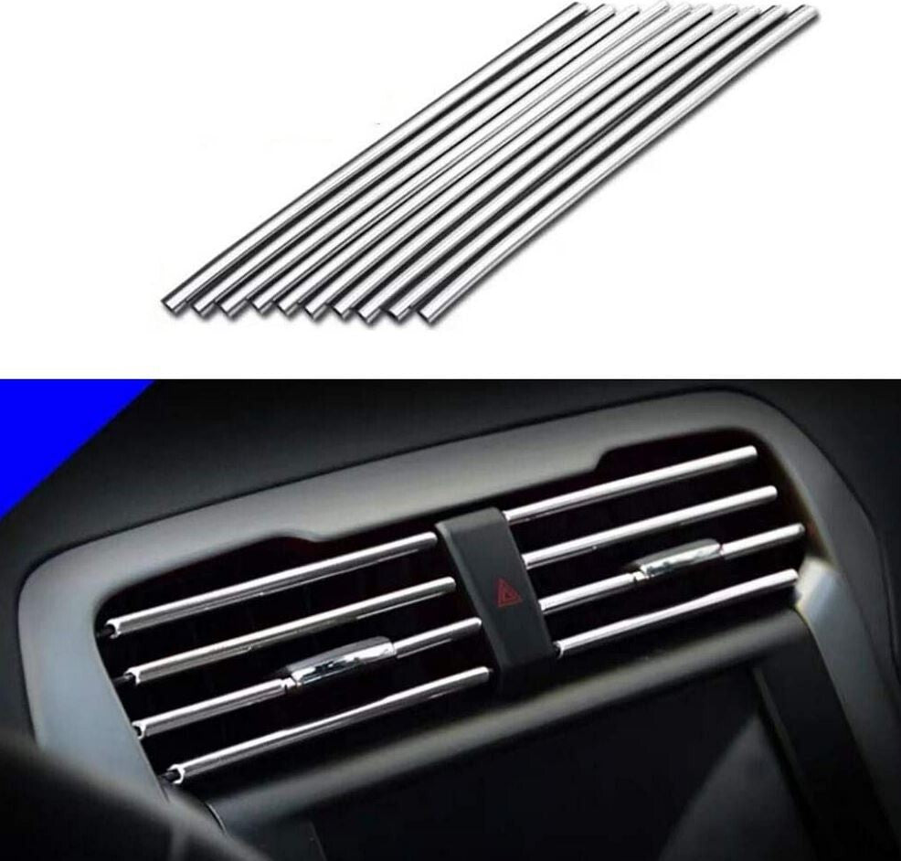 10-piece automotive air conditioning socket decorative molding trim strip in silver  for ford
