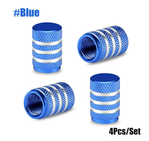 4-piece car tire valve cover rod air dust cover, dustproof and rustproof, blue, suitable for Cadillacs.