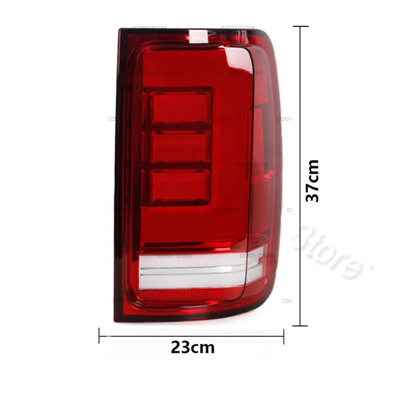A pair of LED taillights, brake lights, and turn signals for Volkswagen Amarok V6 2009-2020.