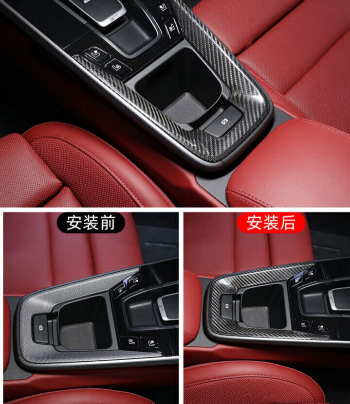 for Porsche 911 992 2020-2023 Real Carbon Fiber Center Console Cup Frame Trim 1x