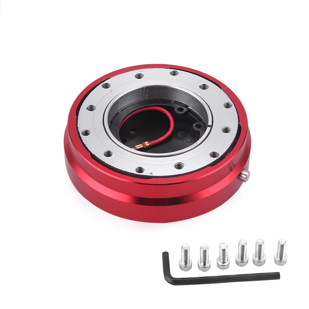 6 Hole Steering Wheel Quick Release Hub Racing Adapter Snap Off Bolt Silver
