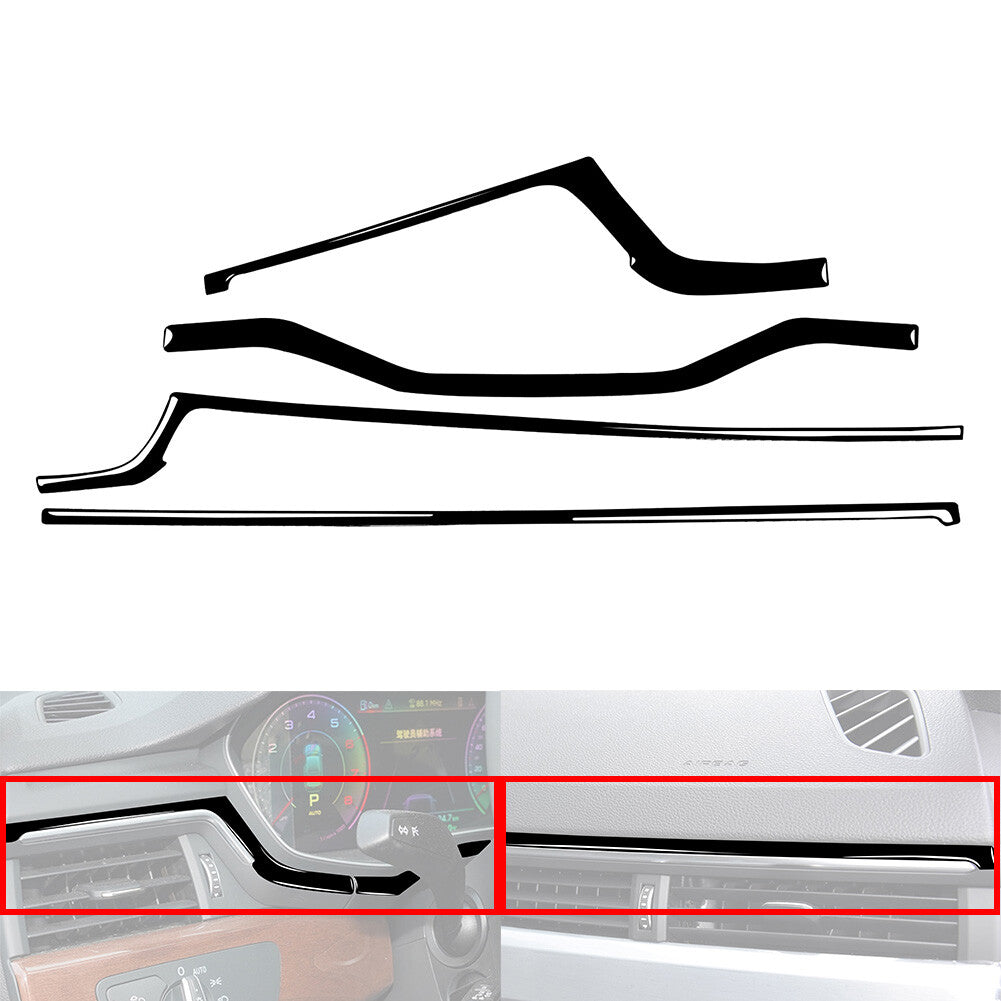 4Pcs Piano Black Dashboard Panel Cover Trim Strip for Audi A4 A5 S4 RS4
