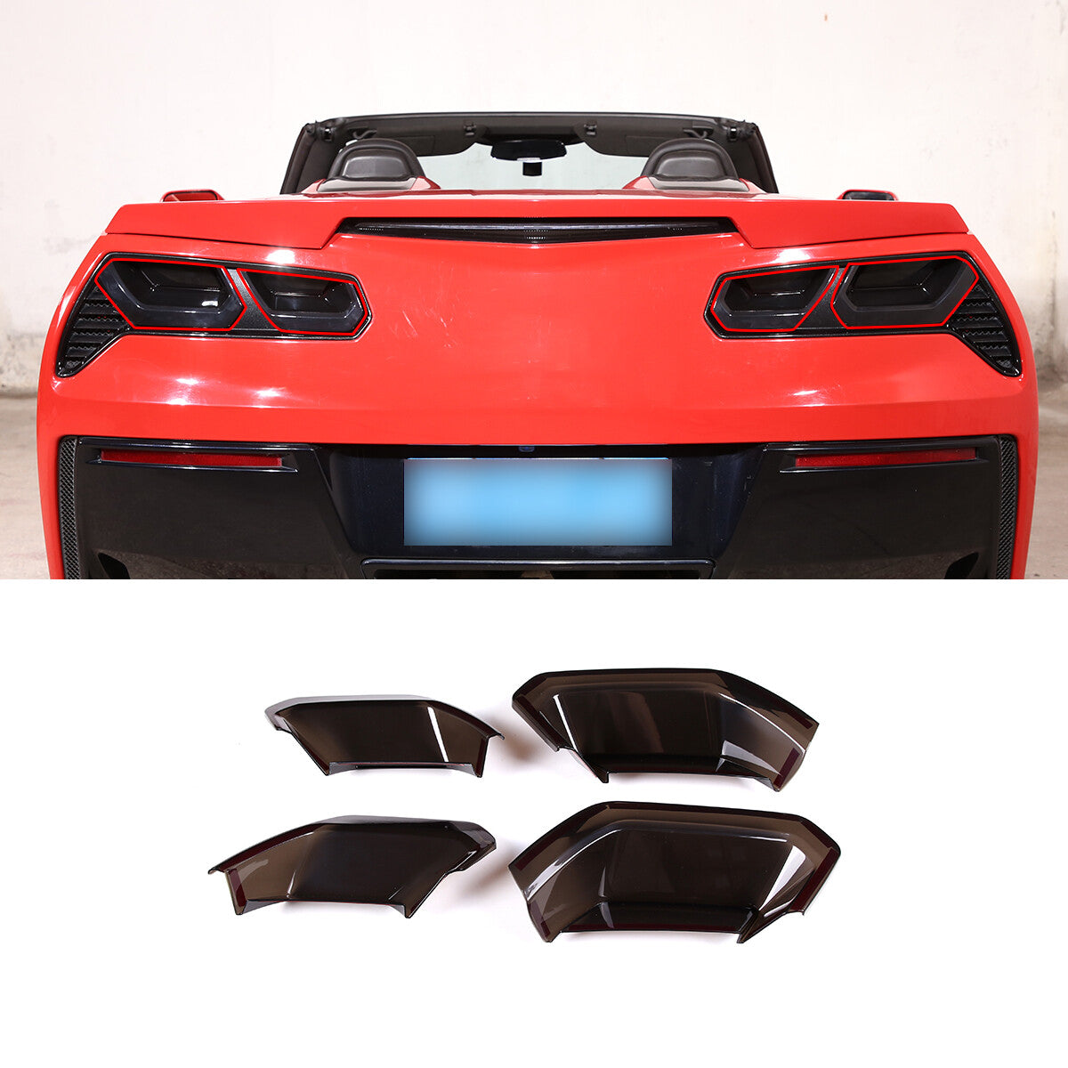 Suitable for 2014-2019 C7 for Corvette rear taillight visor kit, molded smoked acrylic, USA.