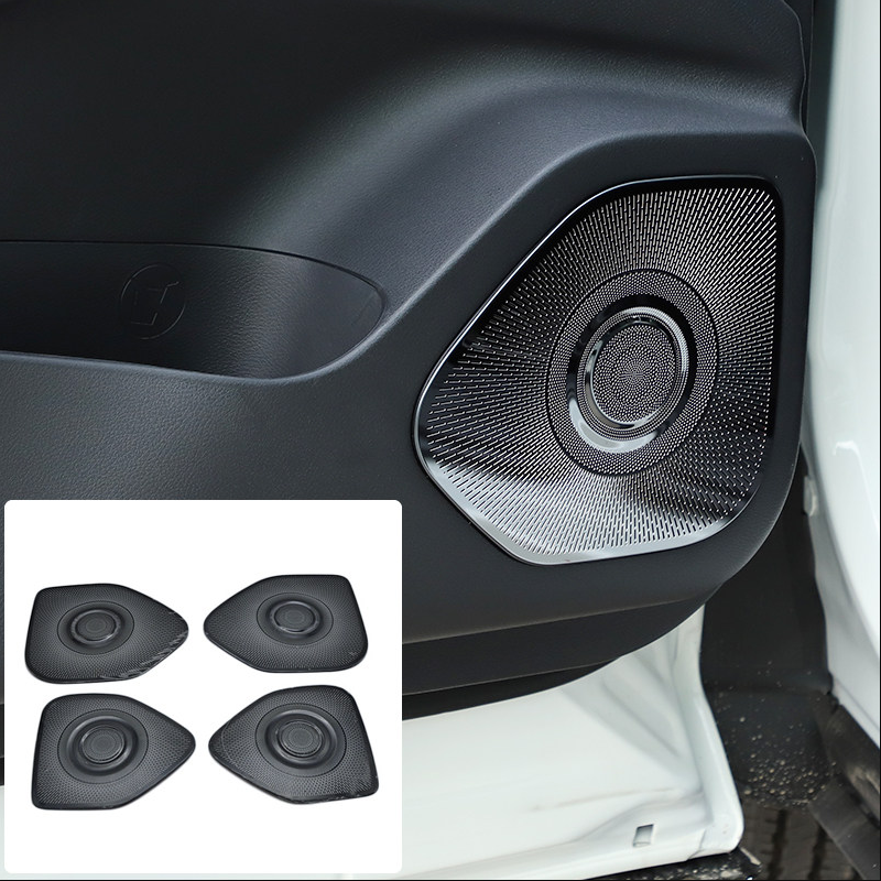 4Pcs for Nissan Rogue 2021 2022 Black Stainless Interior Door Speaker Cover Trim