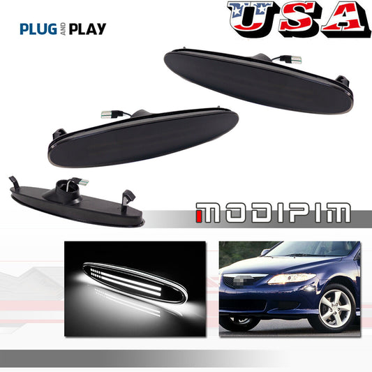 Suitable for 03-08 Mazd for A6,Mazdaspeed6, GG1, GY1 Smoked White LED Side Marker Lights