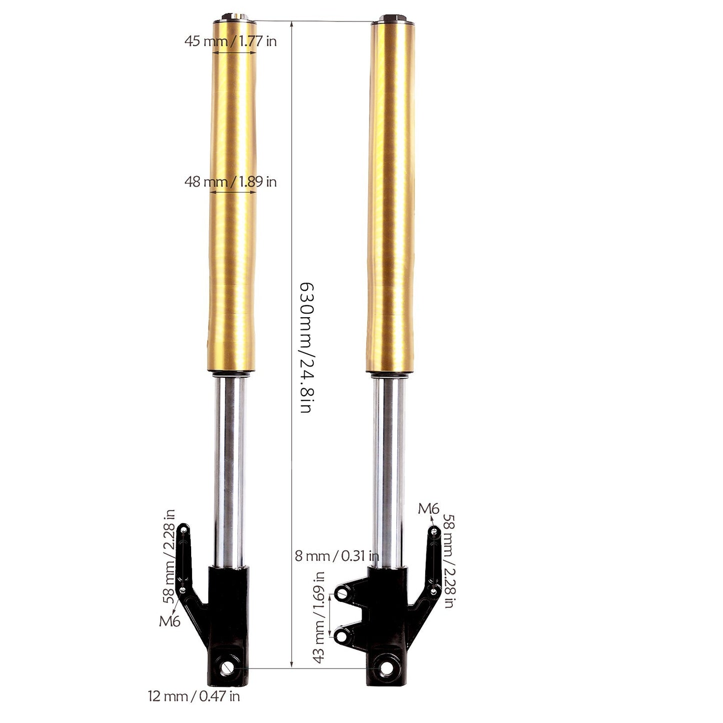Fork assembly + 14-inch wheels 60/100-14 for mini pit cross-country bikes CRF50 110CC 125