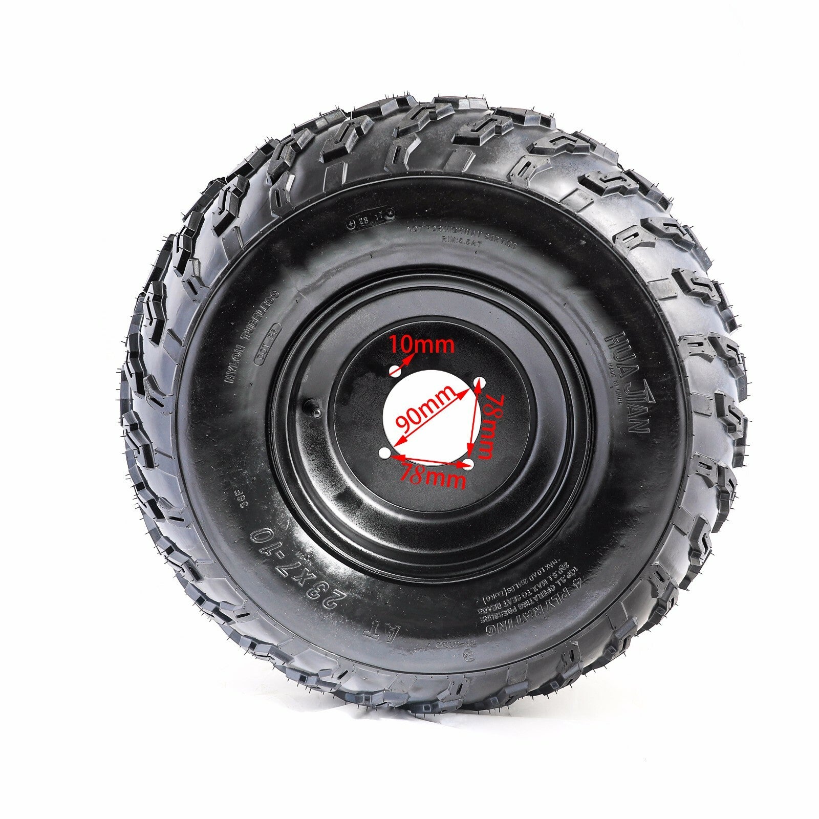 2-Piece Set of 23X7-10 Wheels, Wheelsets, and Spindles for Go-Karts, Lawn Mowers, and All-Terrain Vehicles