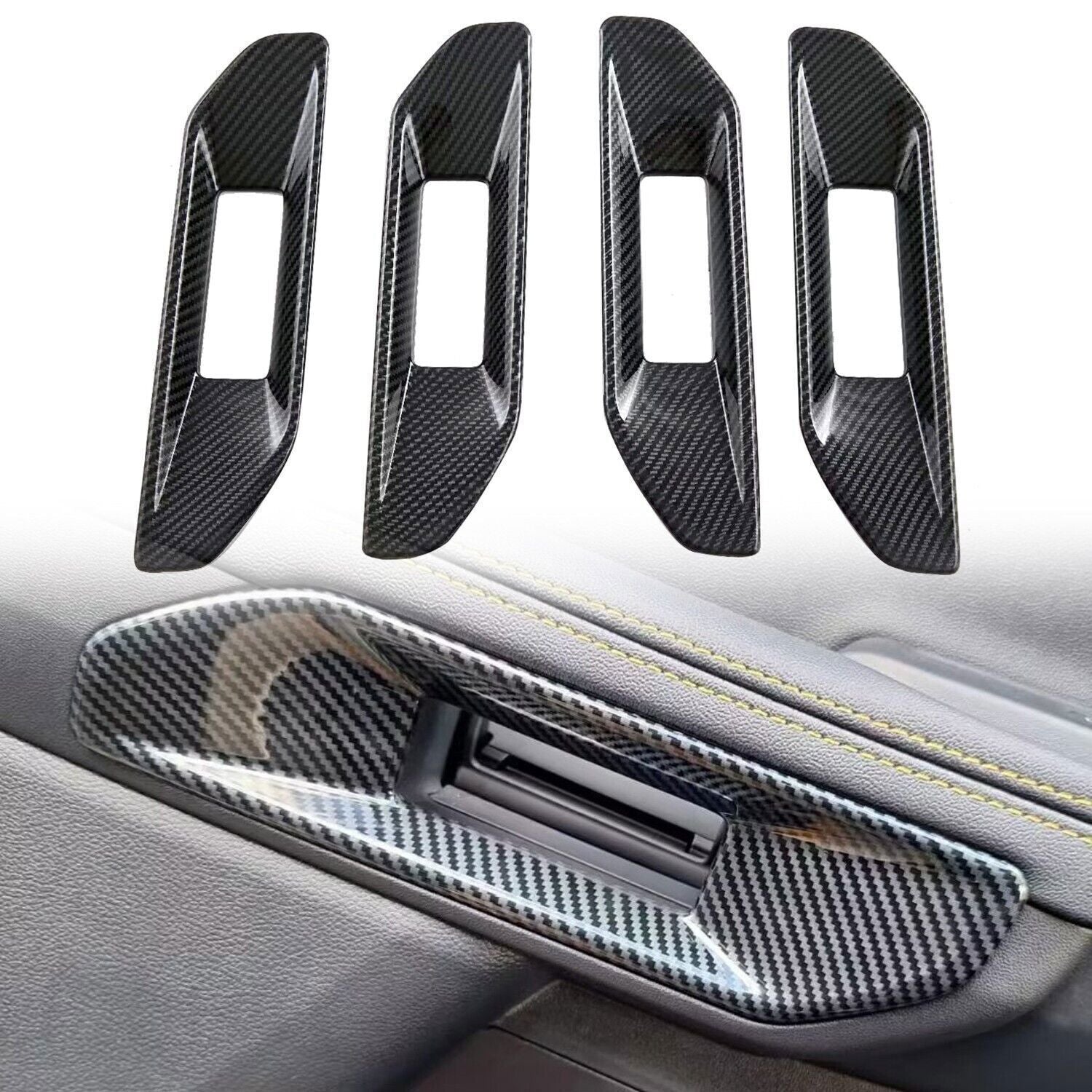 for Ford Ranger 24-2025 Carbon Fiber Interior Side Door Armrest Panel Cover Trim