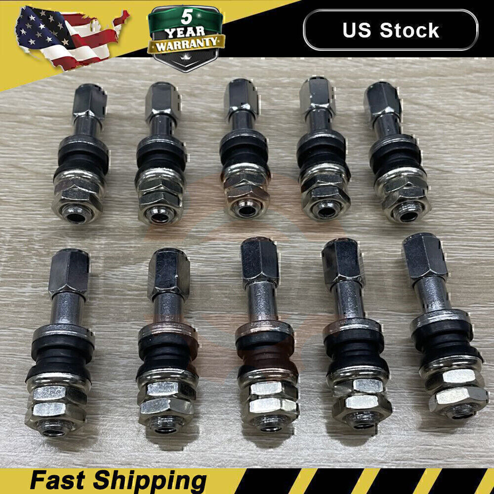 Stainless Steel 10pcs Set Wheel Tire Valve Stems Hight Pressure Bolt in w/ Caps