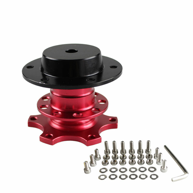 6 Holes Aluminum Steering Wheel Quick Release Snap off Hub Adapter Boss Kit Car