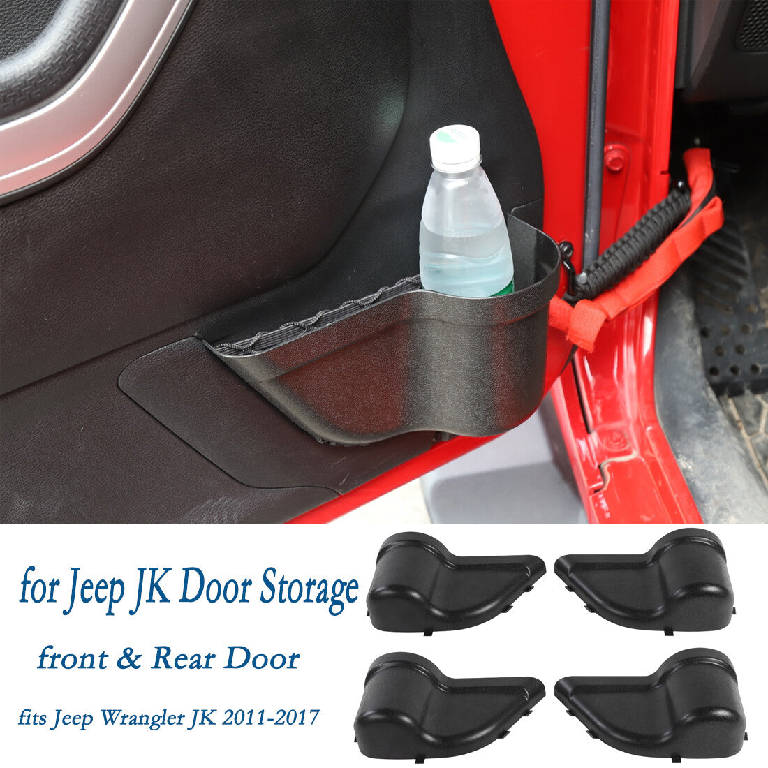FR Door Pocket for Jeep for Wrangler JK 2011-2017 4Door Organizer Storage Box 4PACK