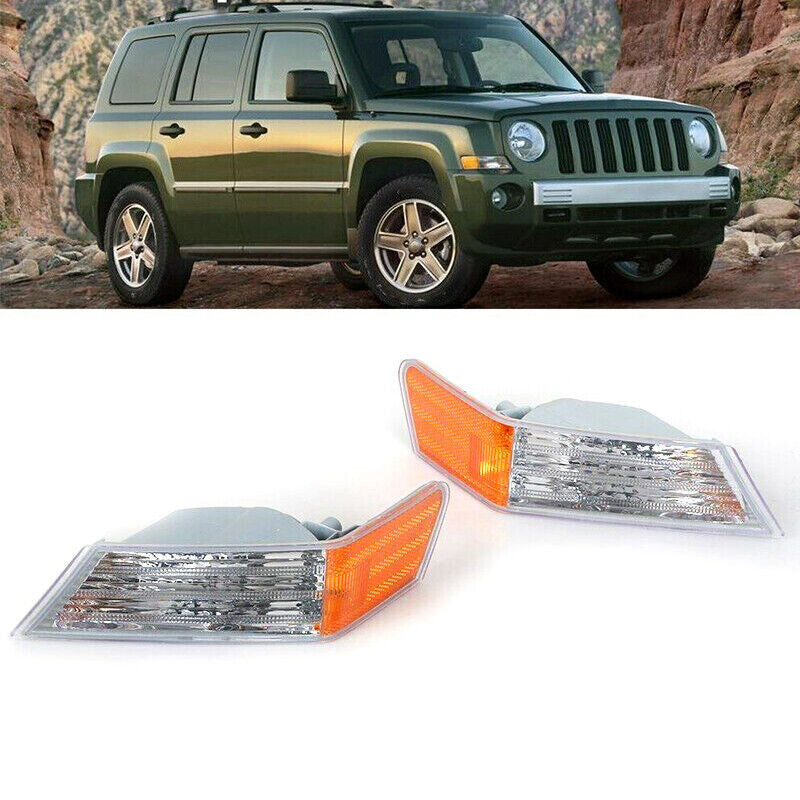 A pair of front turn signal lights without bulbs are compatible with 2007-2014 for Jeep Patriots.