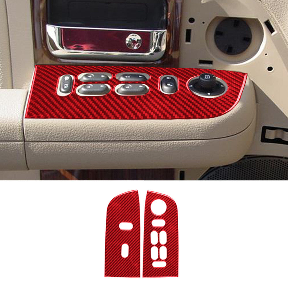 Red Carbon Fiber Front Door Control Panel Trim Cover for Ford F150 2004-2008