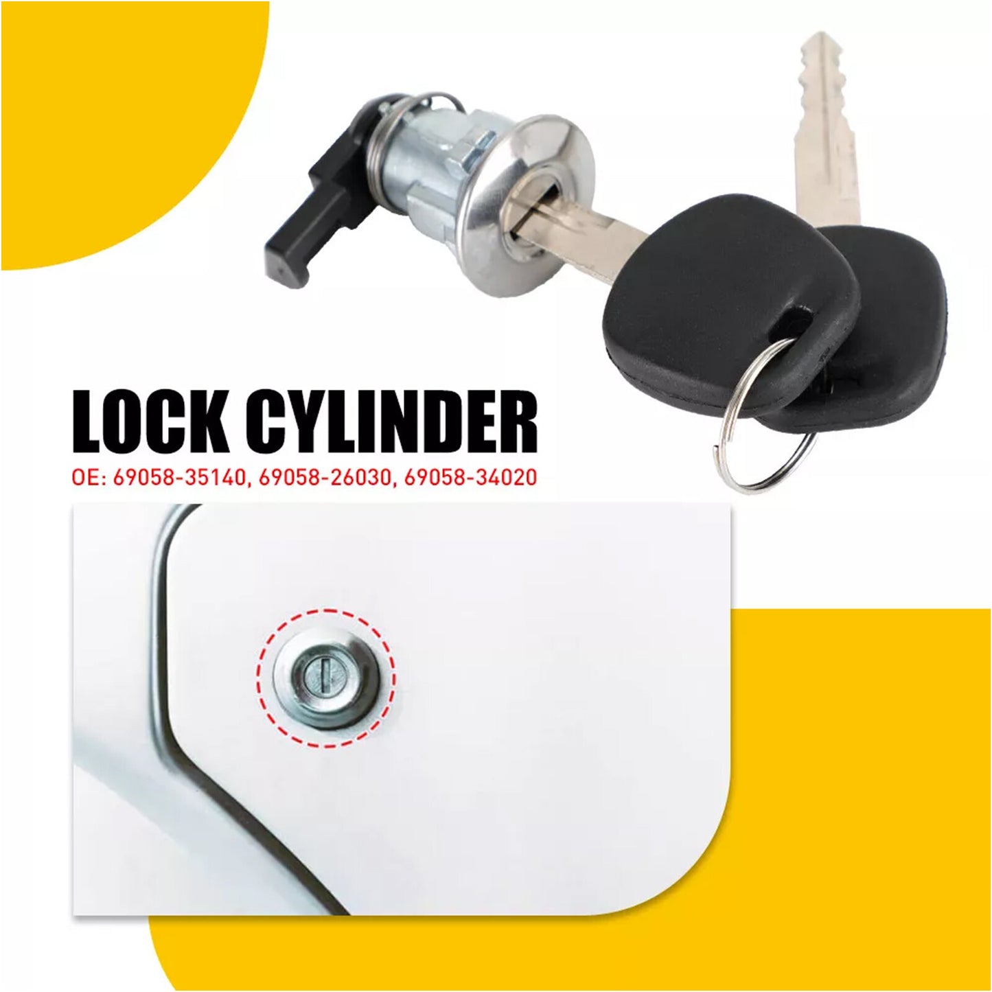 Suitable for Toyota Tacoma 1995-2004 and 2000-2003 Tundra fuel door lock cylinders and keys.
