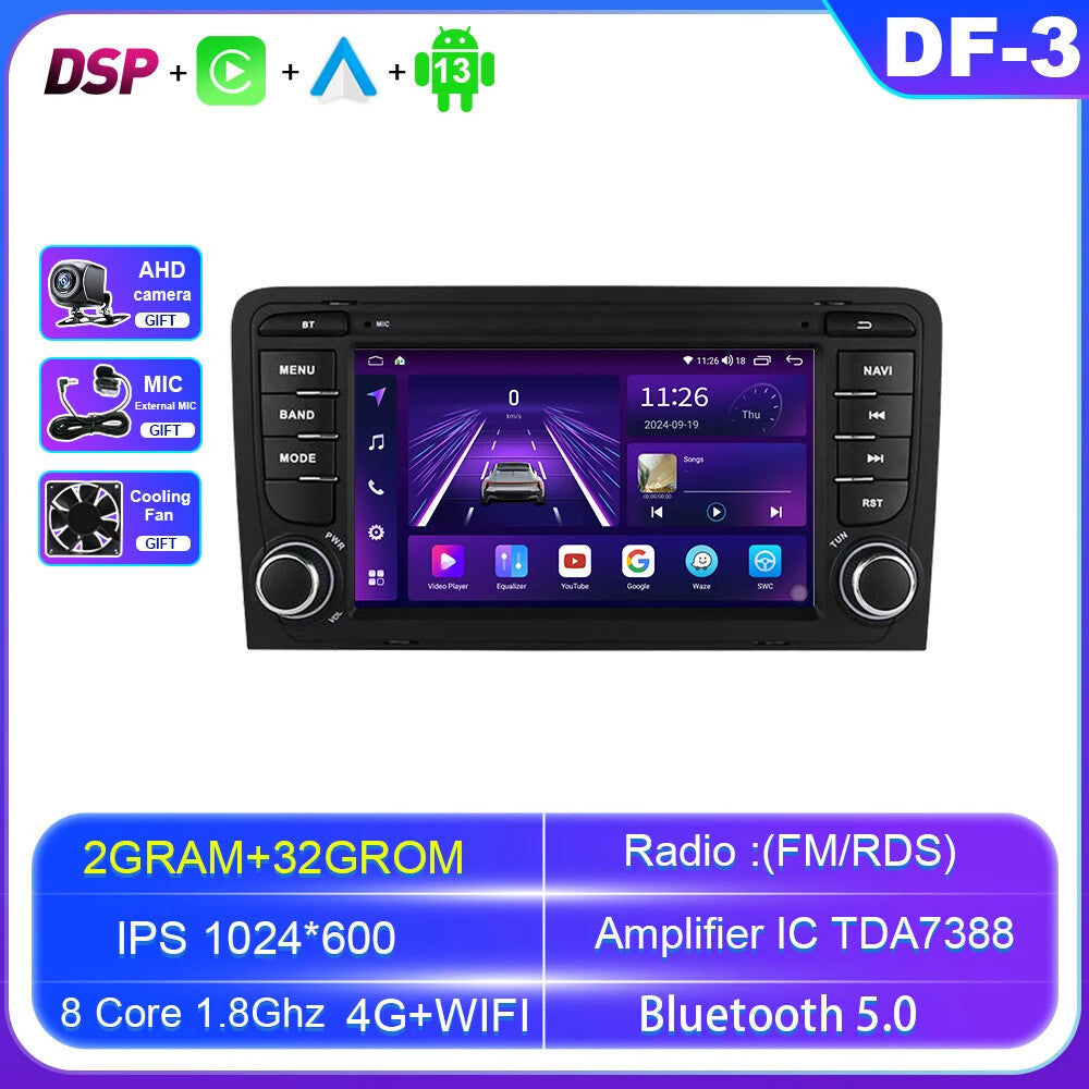 Car Radio for Audi A3 8P S3 RS3 2003-2012 Android Auto Carplay GPS Player Screen