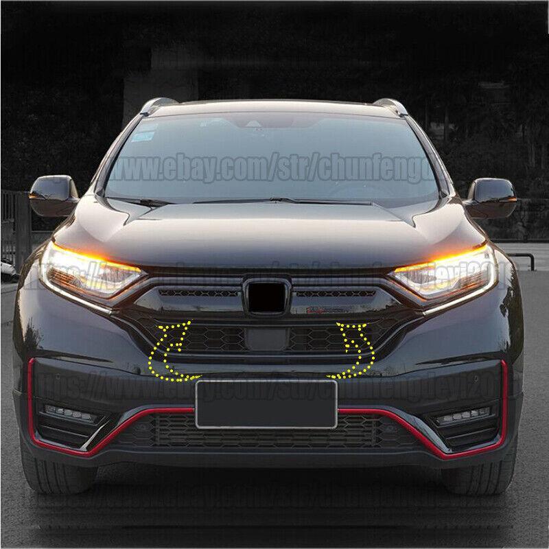 for Honda CRV CR-V 20-22 Glossy Black Front bumper Center Grille Strip Trim 2PCS