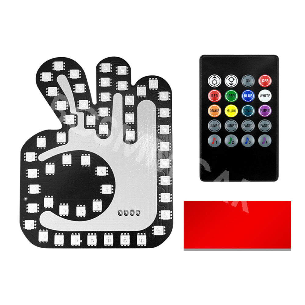 RGB Funny Finger Gesture Light Remote USB LED Car Back Window Sign Hand Light