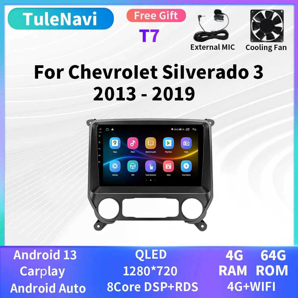 for Chevrolet Silverado 3 GMTK2 Car Stereo Radio CarPlay GPS Video Player Screen
