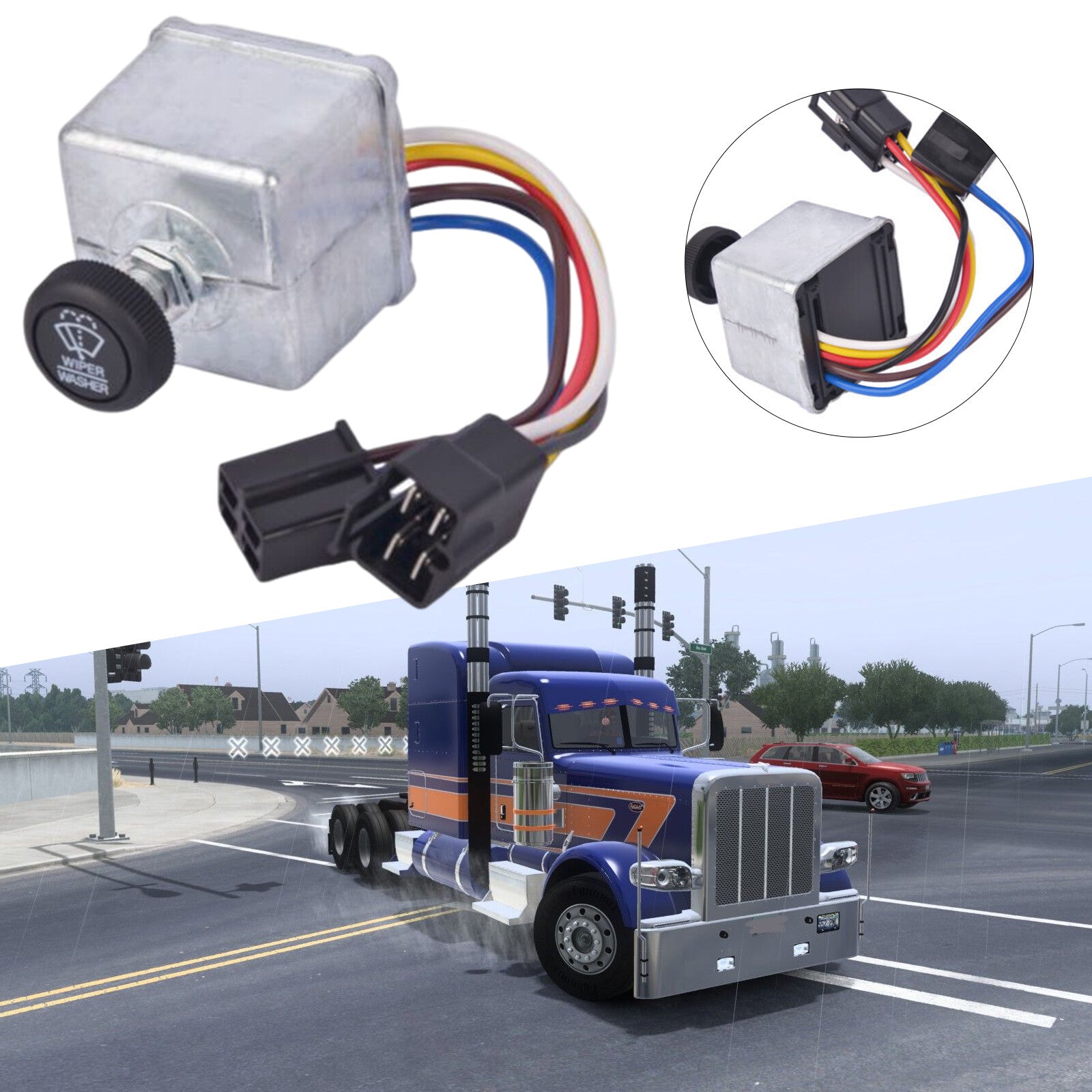 6 Wire Wiper Switch for Peterbilt 300 Series 75600-26 577.75633 Set AT
