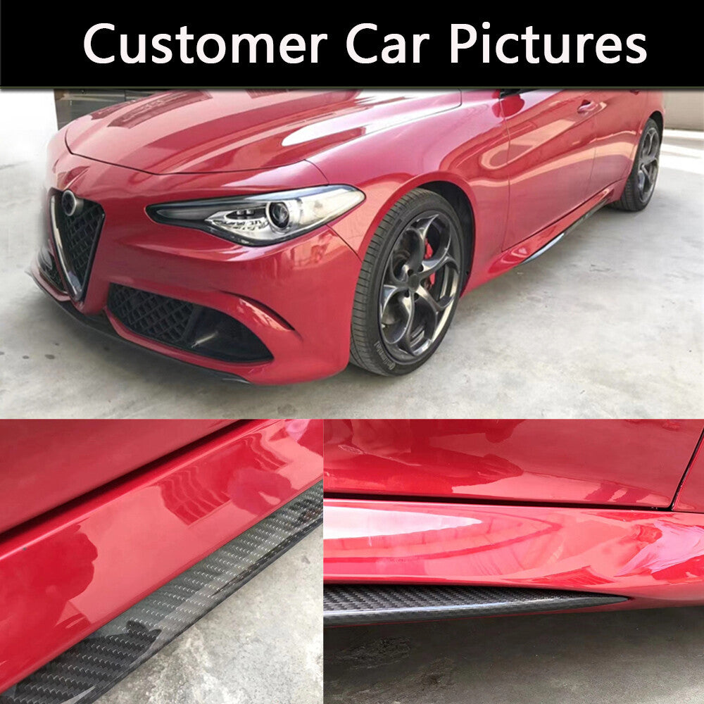 for Alfa Romeo Giulia Sedan 2015+ Carbon Fiber Side Skirts Extension Lip Spoiler