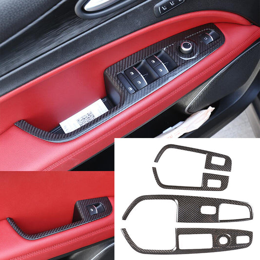 Real Carbon Fiber Window Lift Switch Panel Trim for Alfa Romeo for Stelvio 2017-2020