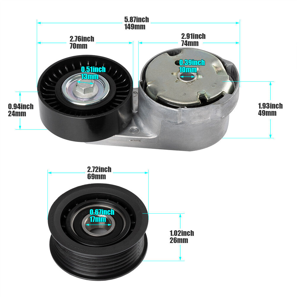 Belt tensioner assembly + drive belt idle pulley 39282 38082 for Chrysler for Dodge