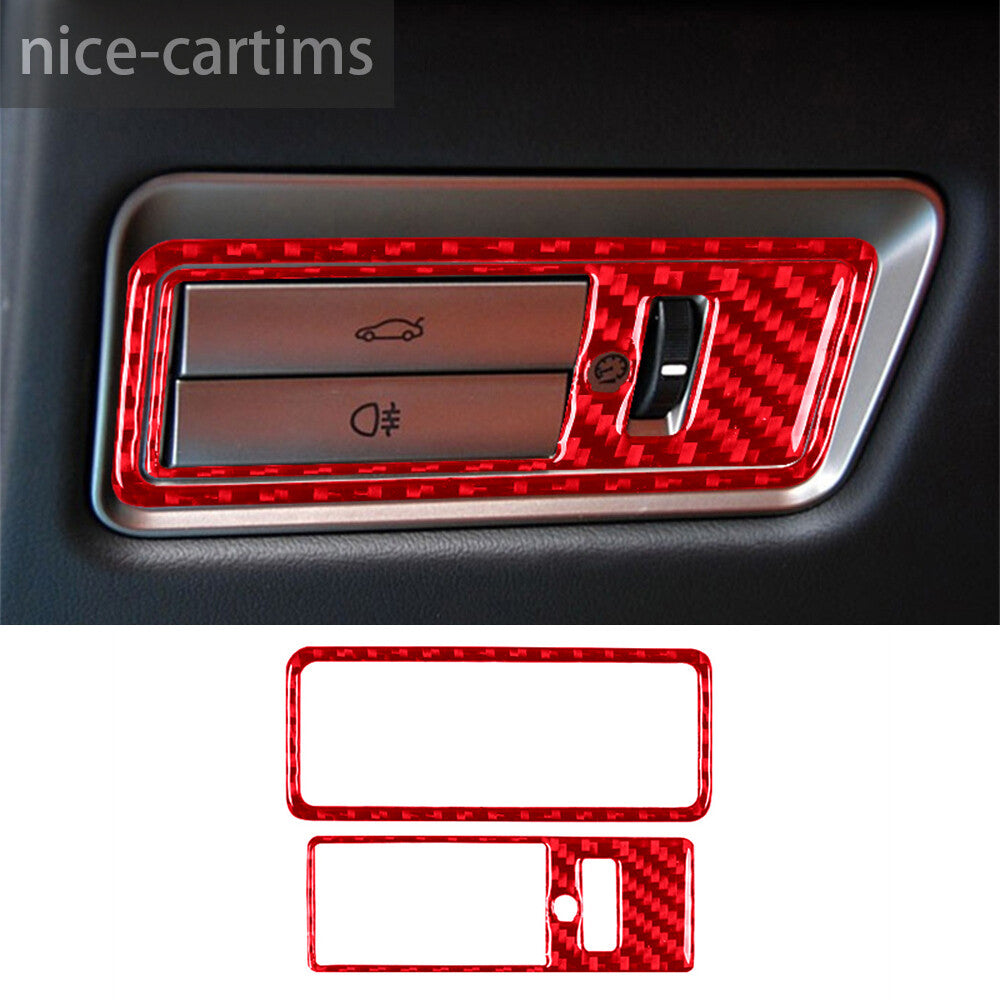 Red Carbon Fiber Inner Rear Trunk Switch Button Panel Trim for Jaguar XF 2009-11