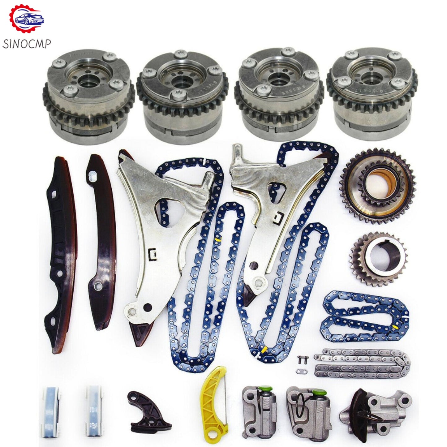 M278 Engine Timing Chain Kit w/ Camshaft Adjusters for Mercedes E500 GL450 4.7L V8