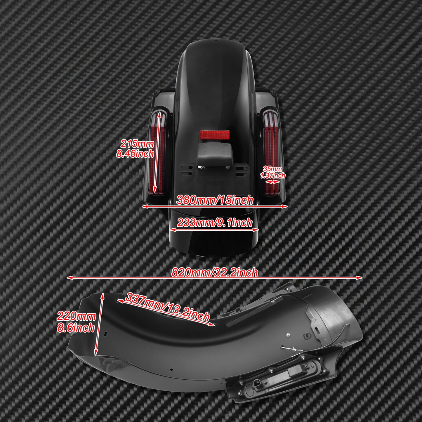 Motorcycle LED Rear Fender System Red Lens Fit For Touring Electra Glide 2014-21
