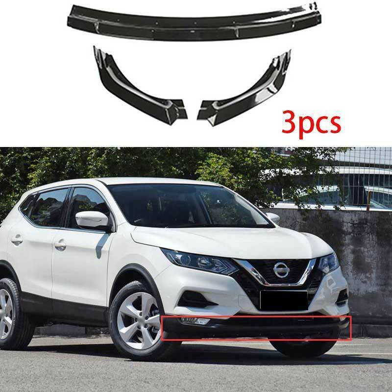 for Nissan Rogue 2017-2021 Glossy Black Front Bumper Lip Body Spoiler Guard 3X
