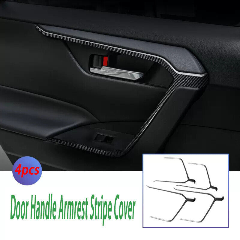 for Toyota RAV4 2019-24 Carbon Fiber Inner Door Handle Armrest Stripe Cover Trim