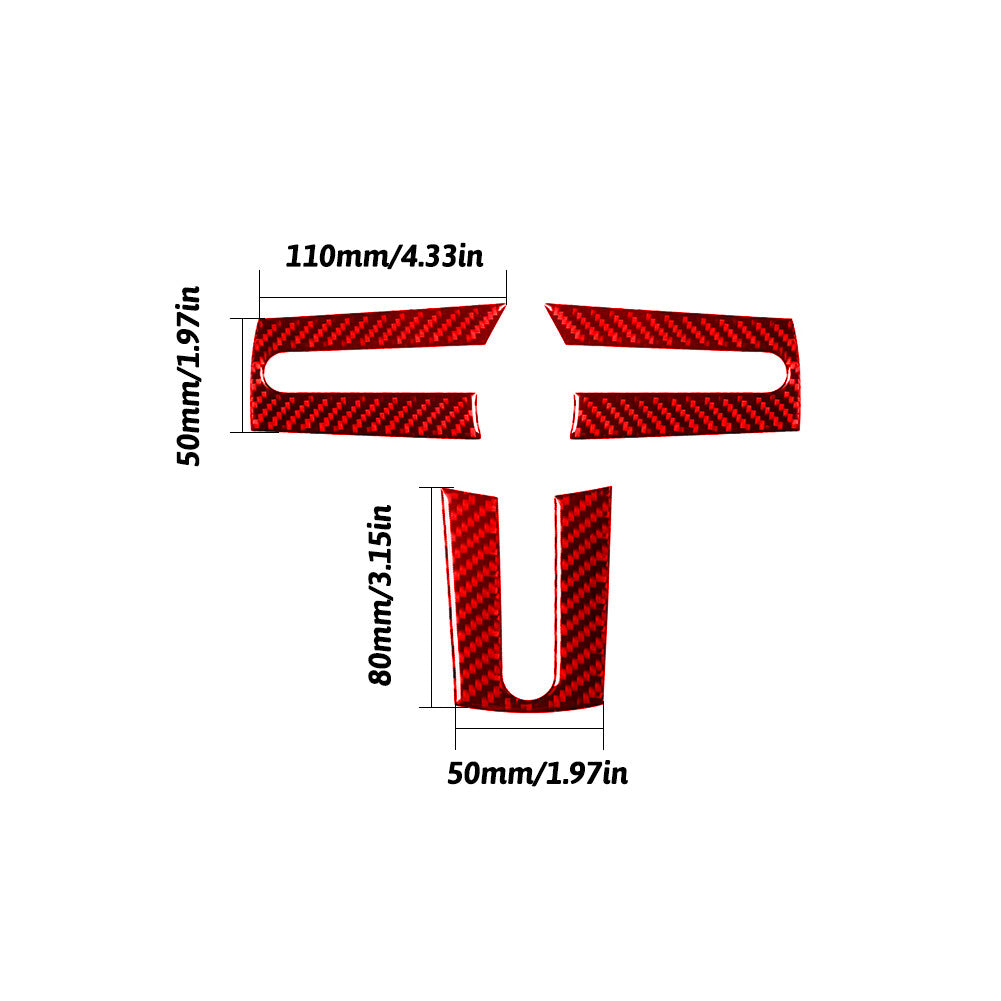 Red Carbon Fiber Steering Wheel Accent Cover Trim Sticker for Ford for Mustang 05-09